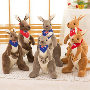 袋鼠毛绒玩具公仔母子袋鼠玩偶亲子礼物活动logo印制 厂家批发新款