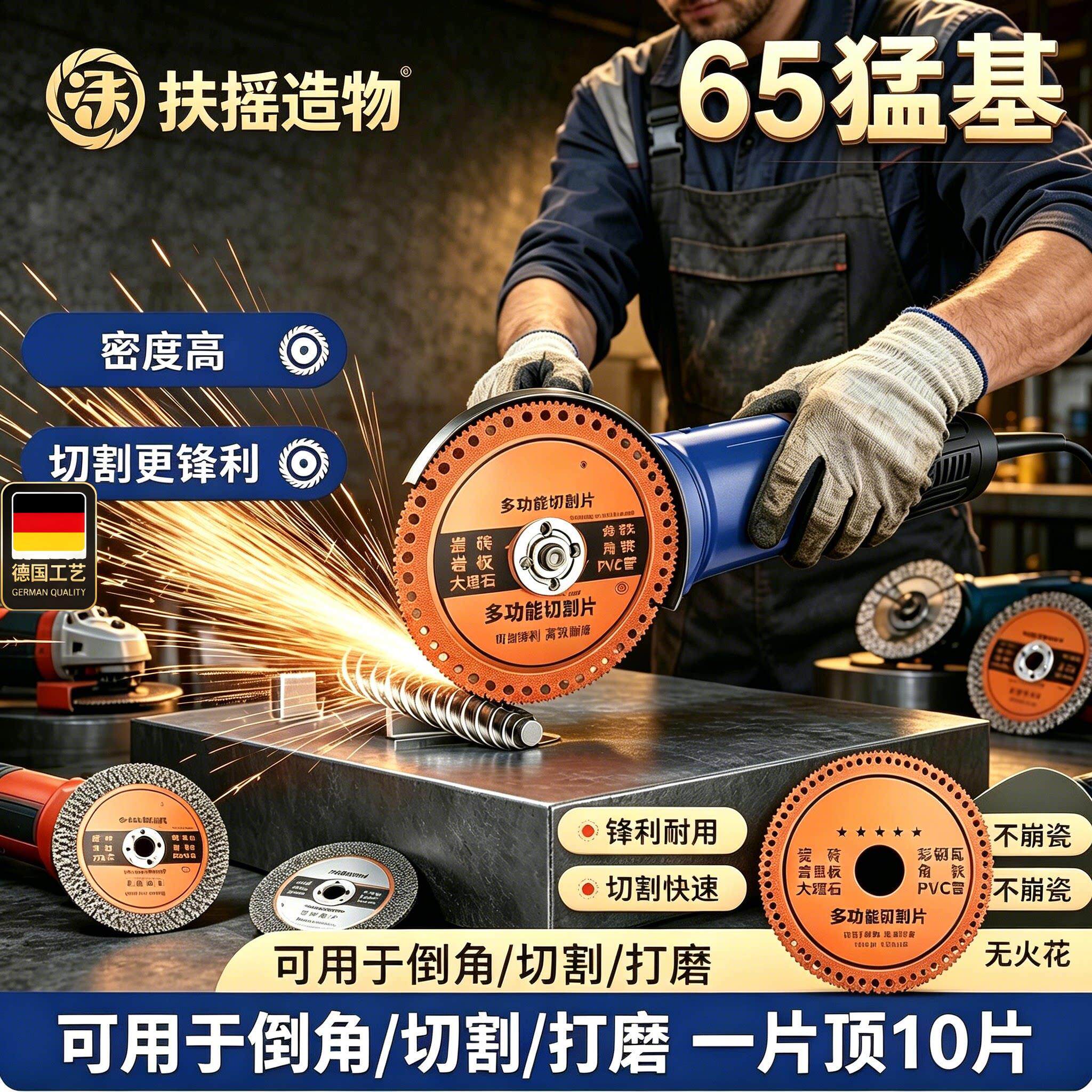 德国工艺复合多功能角磨机切割片玻璃瓷砖木头大理石专用锯片加厚