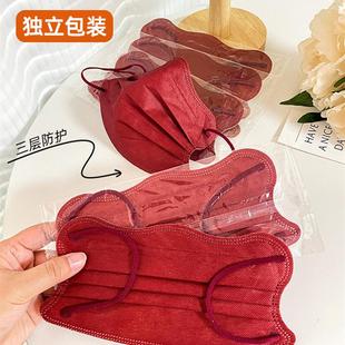 口罩女高颜值2025新款春秋一次性单独包装红色蝶形时尚特别漂亮的