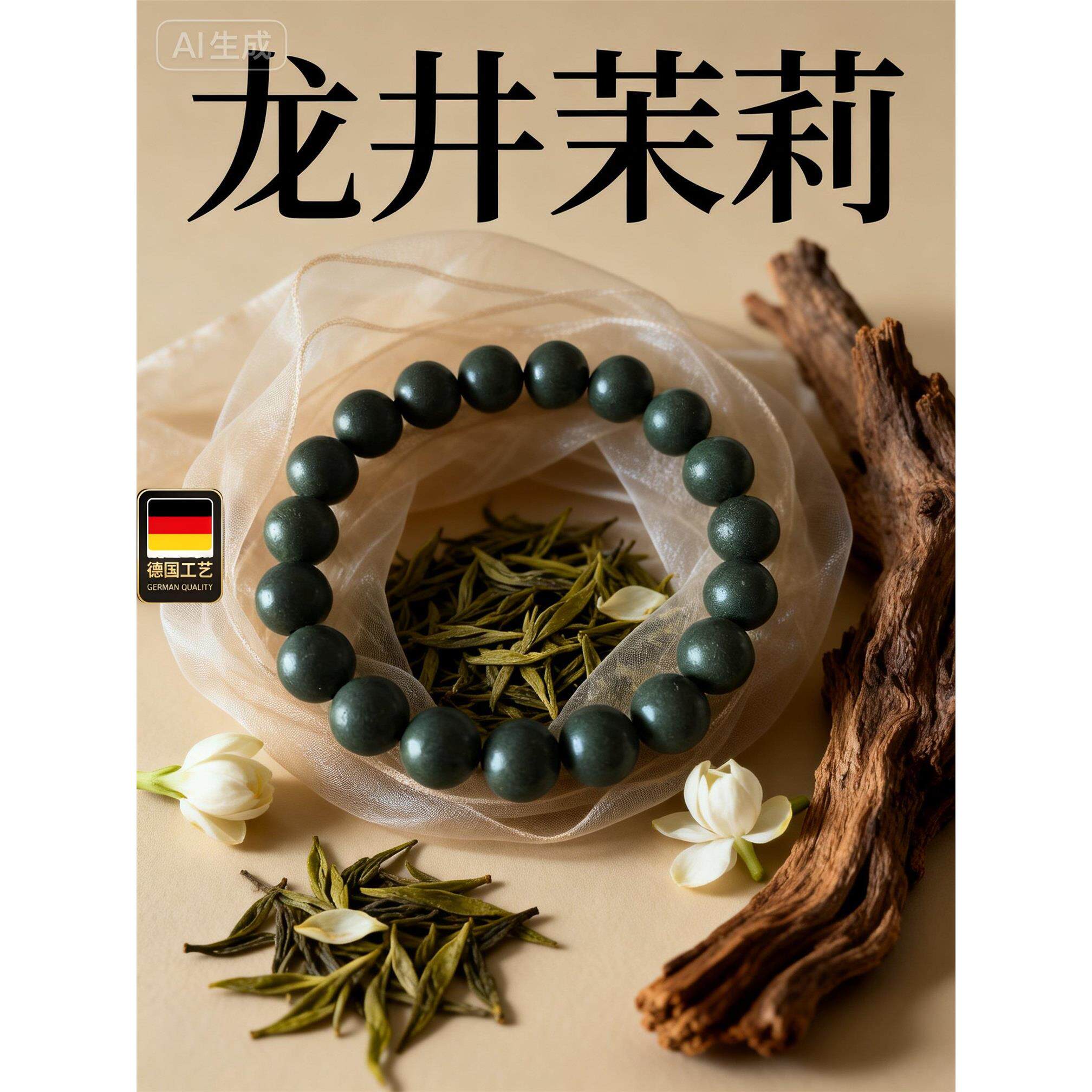 冷香龙井茉莉香珠手串天