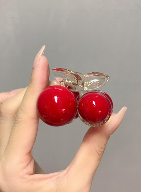 可爱樱桃发夹女精致小号抓夹侧边刘海碎发头饰边夹半扎发鲨鱼夹子