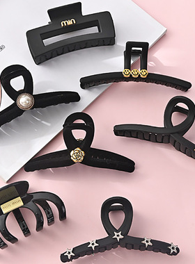 气质珍珠发夹女超大号鲨鱼夹发卡夹子头饰发抓时尚后脑勺盘发抓夹