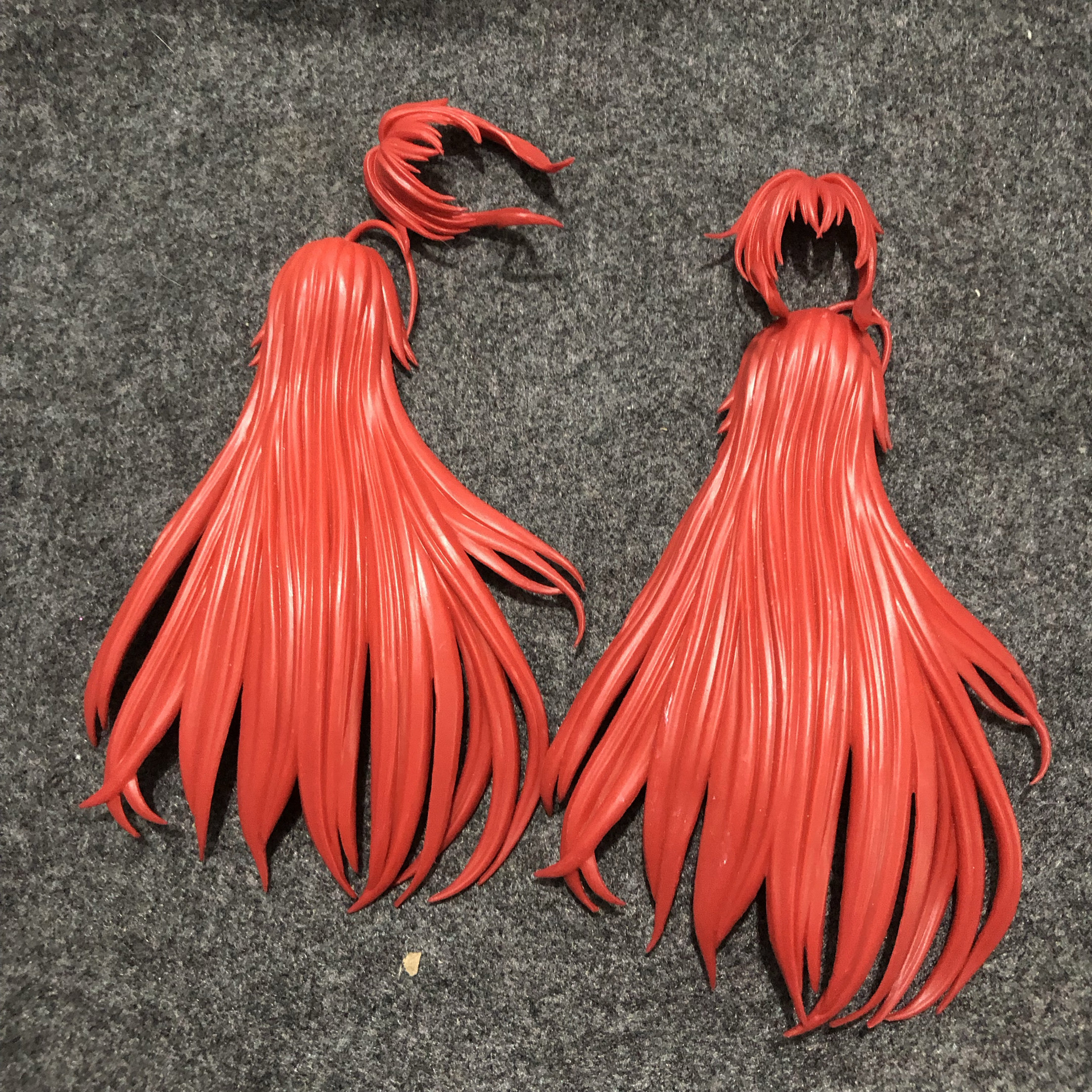 3.9元手办散货红长发配件手办头发配件手办魔改材料废品零件