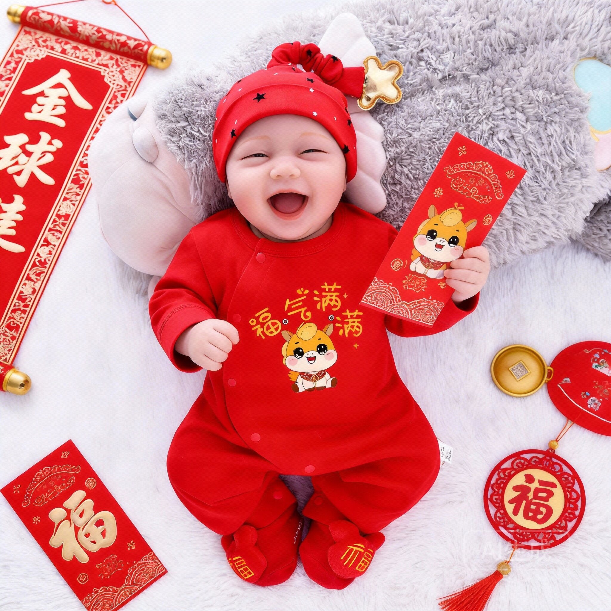 马宝宝满月衣服喜庆春秋薄款夏季婴儿纯棉女公主百天纯棉套装长袖