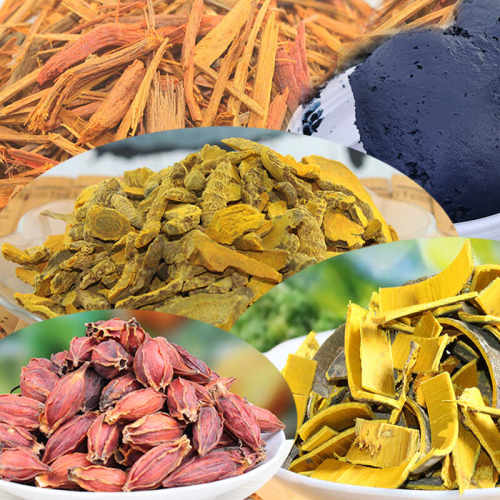 柏皮姜黄diy靛蓝泥染料
