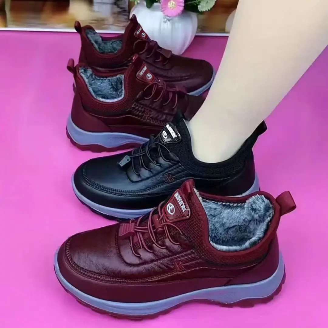 冬季加绒防滑防水保暖妈妈棉鞋