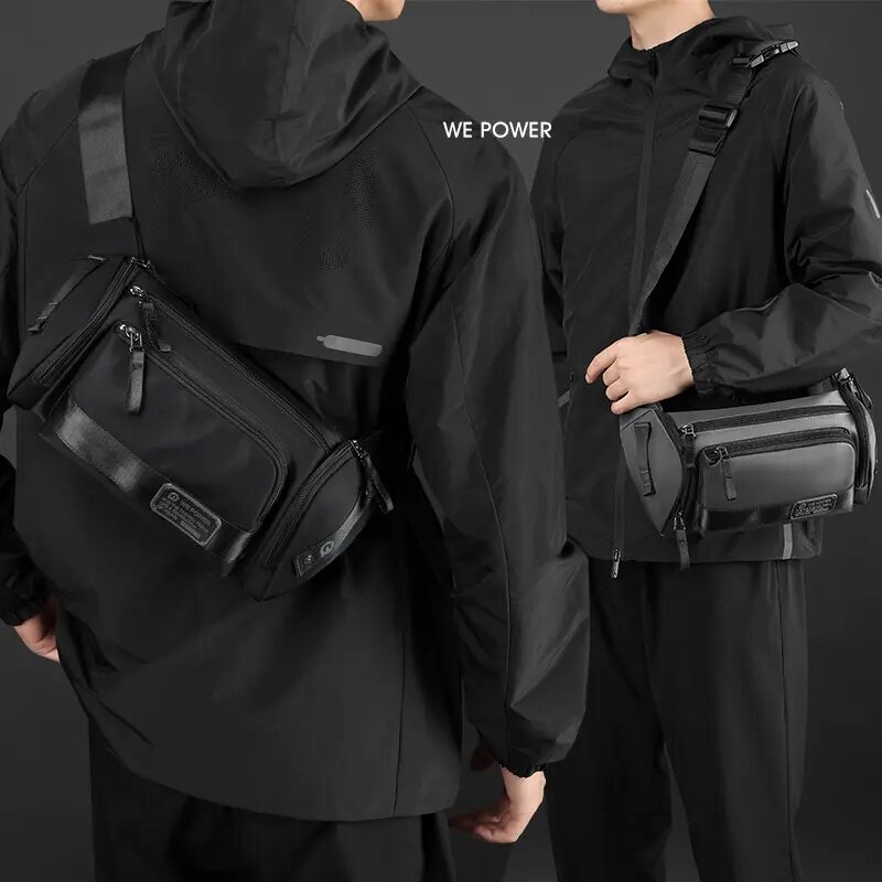 新款户外运动胸包男士斜肩包多功能斜挎包男款胸前包腰包单肩背包