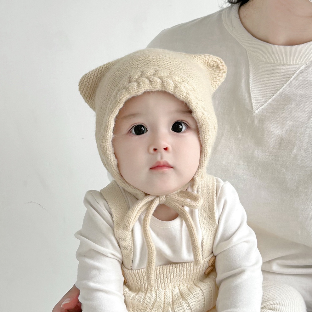 韩系儿童婴儿秋冬薄款护耳针织帽