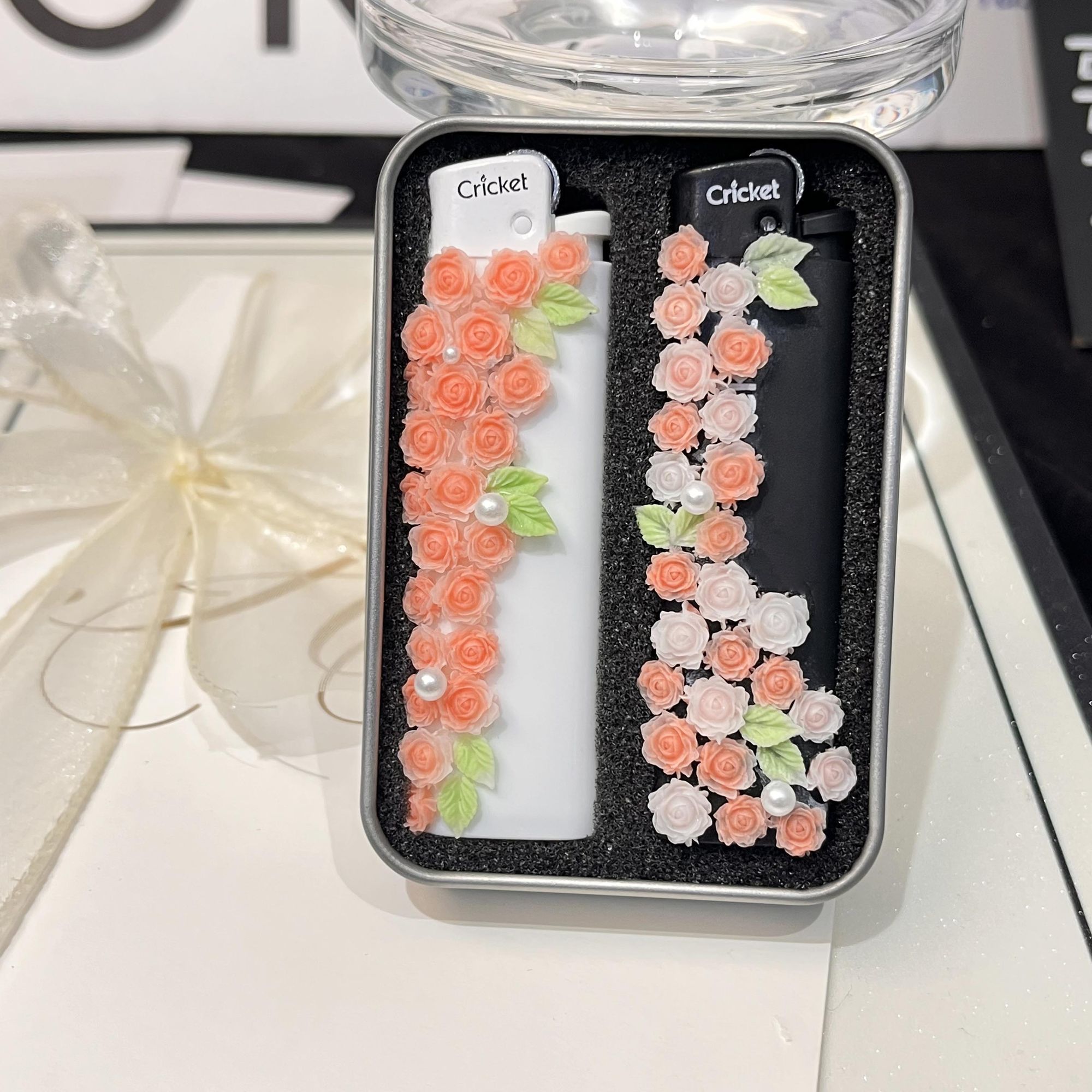 花卉树脂配饰diy浮雕一次性草蜢打火机cricket个性创意送男友礼物