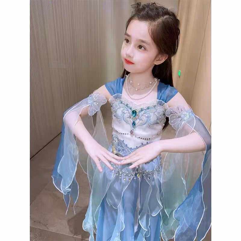 美人鱼公主裙女童2024新款人鱼姬鱼尾连衣裙子无袖表演夏季套装潮