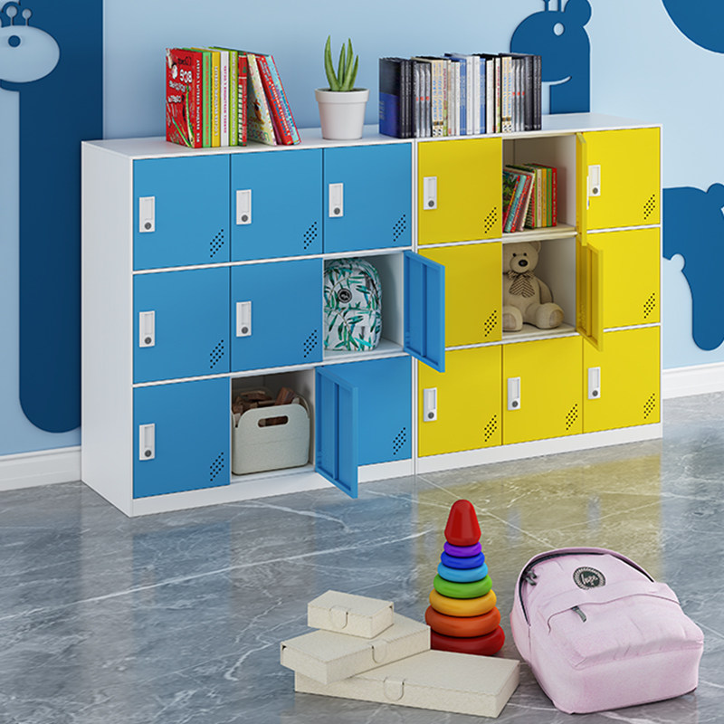 彩色更衣柜员工柜铁皮柜学校小学生书包柜初中教室柜子储物柜带锁