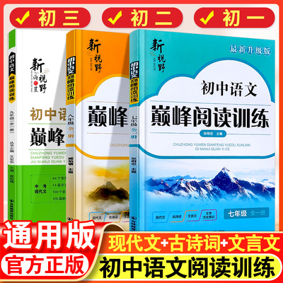 新视野初中语文七年级八九年级现代文巅峰阅读专项训练人教版初一初二初三课外阅读理解技能训练中考阅读一本初中必刷题辅导资料书