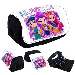 猎魔女团印花双层笔袋KPop Demon Hunters学生铅笔文具袋