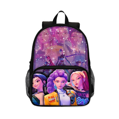 猎魔女团儿童前袋背包 KPop DemonHunters学生书包16寸贴袋