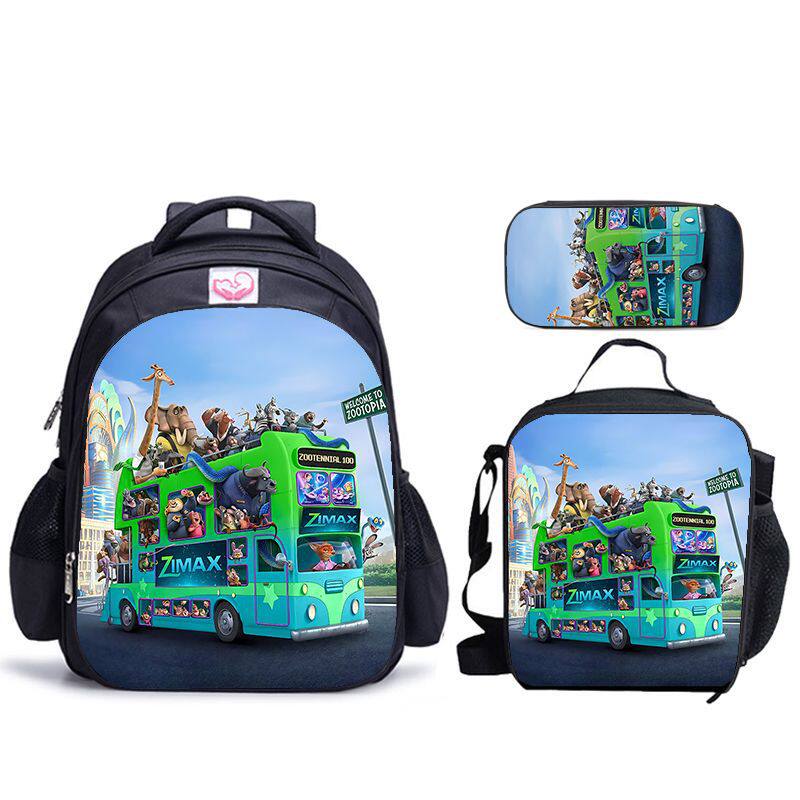 疯狂动物城2-Zootopia 2周边系列卡通热销三件套-书包+餐包+笔袋