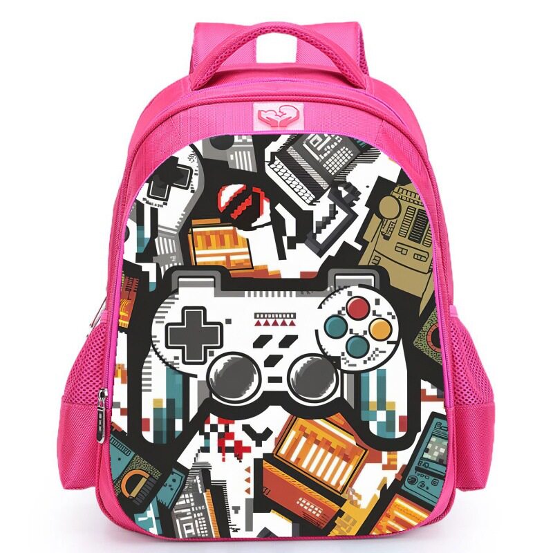 小学生卡通印花书包大容量双肩包-游戏手柄gamepad周边