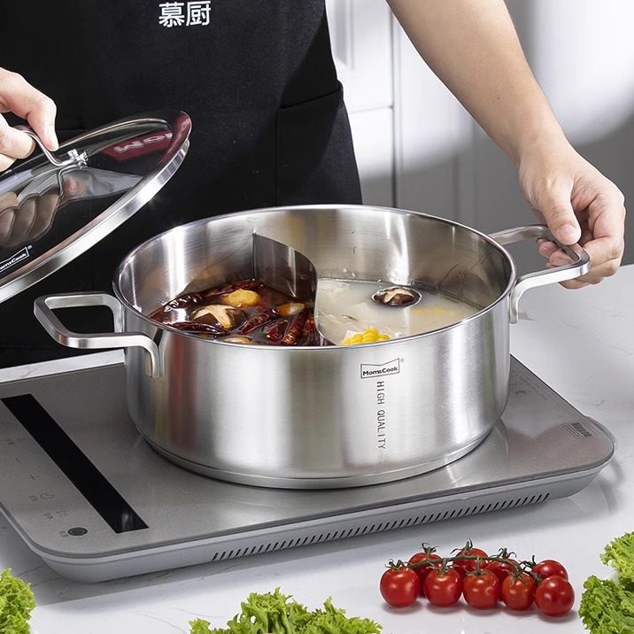 慕厨不锈钢鸳鸯锅火锅锅家用电磁炉专用大容量加厚火锅盆打边炉锅,厨房/烹饪用具,火锅,淘宝优惠券,粉丝福利购,淘宝优惠卷