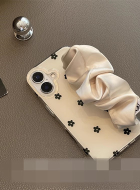 适用oppoA58a57手机壳A1a2A3A5黑花朵a93a95a96a97可拎手绳A32a35A36丝绸腕带A72a92s网红超火r15r17新R11r9t