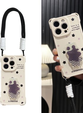 英文星星支架适用oppoA58手机壳reno12/11/8/7/6/5/4四角孔k10k9x手提A93a97斜挎a57A32A96新潮r15r17A3A1a2m