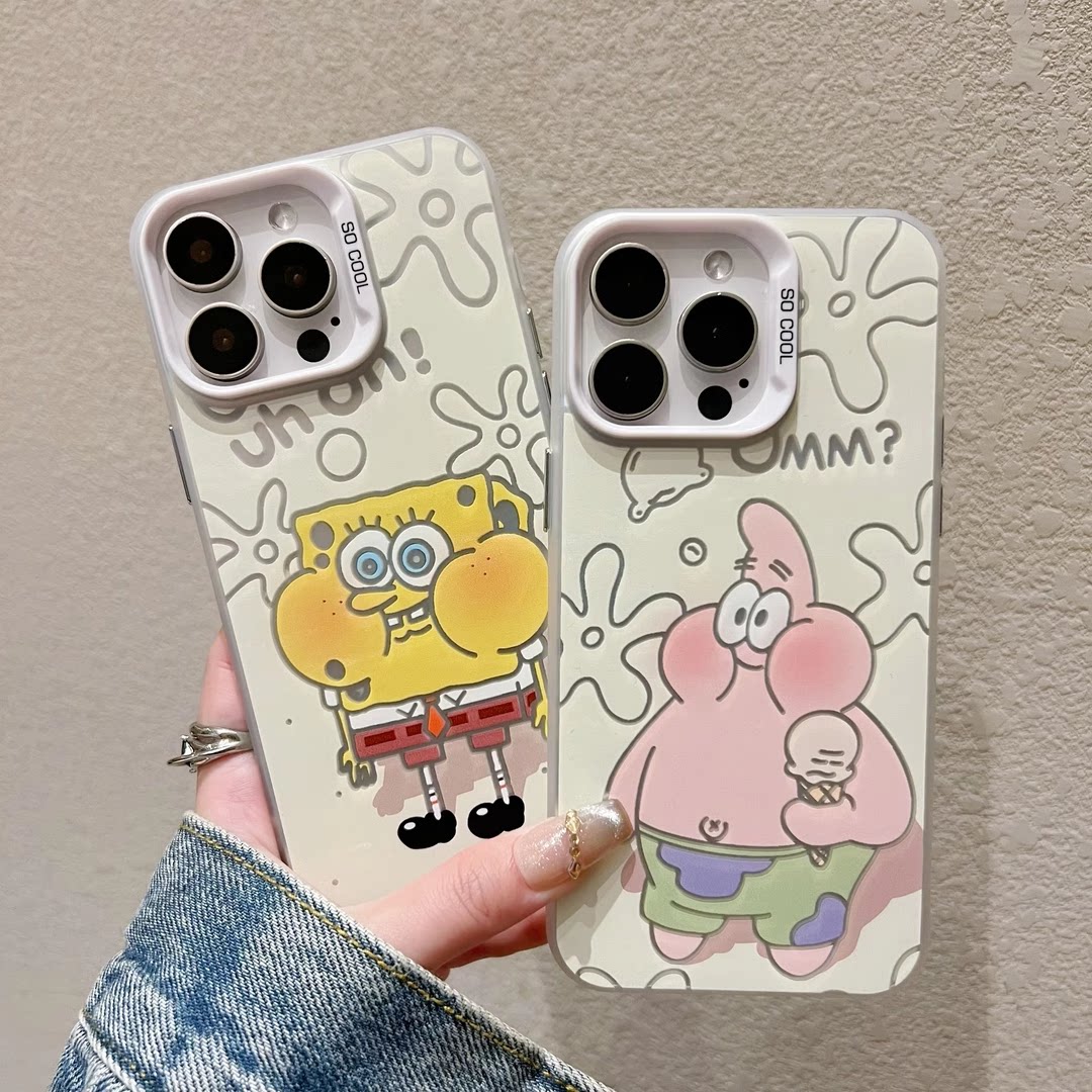 海绵宝宝派大星适用iPhone7手机壳i8苹果x磨砂元气壳xr卡通可爱xsmax小众高级ip6s网红超火xs情侣plus简约p潮