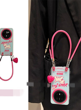 适用三星s25s24s23s22s21U手机壳note10+英文线条狗s20fe可拎手绳s8s9斜挎爱心挂件s10小众高级A53a72A55a42A