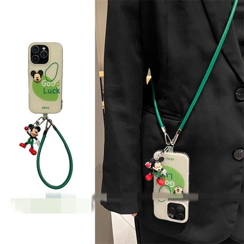 适用华为mate60手机壳Pura70英文线条p50p40米奇挂件mt30pro手绳斜挎z畅享20畅想10s可爱时尚9plus高级8E新