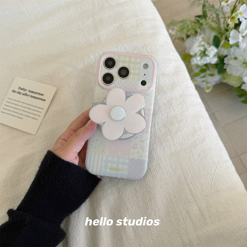适用三星s26s25s24s23s22s21U手机壳note10+拼接格纹s20fe花朵磁吸支架s8s9网红超火s10时尚A53a72A55a42A71