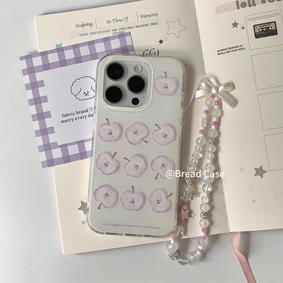 适用opporeno13手机壳Findx8/7/6/5/3淡紫苹果插画k12k11链条Reno10/9小众高级4se网红超火Ace2清新少女pro壳