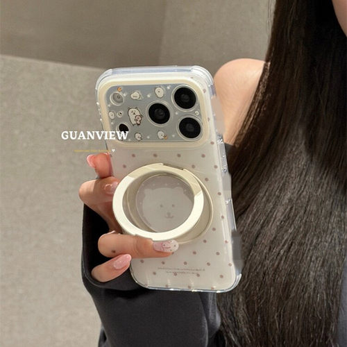适用小米17/15手机壳turbo5红米note14/13/12自嘲熊civi3/2/4/5pro旋转360°支架11T/10/9/8高级max时尚mix壳
