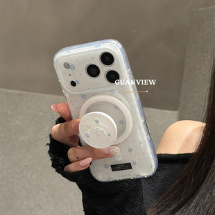 适用realme15/13/12/11/10s真我neo8/7/6手机壳GT8/5清新蓝色碎花v11v23v25磁吸支架q2Q3Q5高级v30v60时尚x7