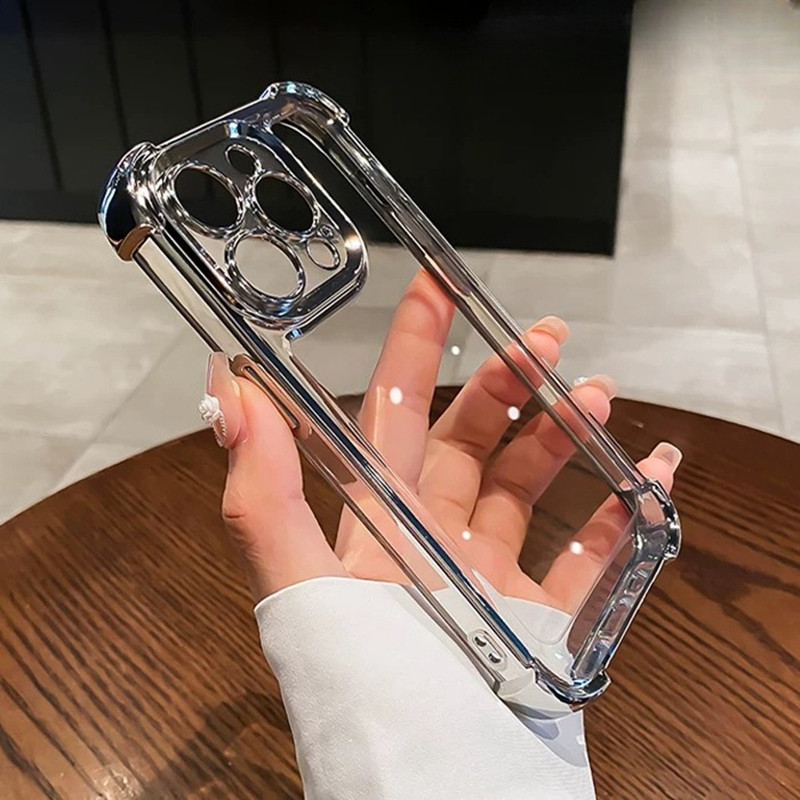 电镀四角防摔套适用iPhone15手机壳iPhone16/13pro气囊12/11promax苹果14高级感i7/8plus简约xr外壳6s新xsmax