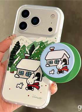 适用oppoA58a57手机壳A1a2A3A5雪屋米菲兔a93a95a96a97磁吸支架A32a35A36网红超火A72a92s磨砂r15r17R11r9t女