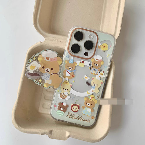 适用华为荣耀300/20/100手机壳90/80/70畅玩50烹饪轻松熊磁吸支架x60v40高级magic7/6/5/4/3卡通play9T新8tpr