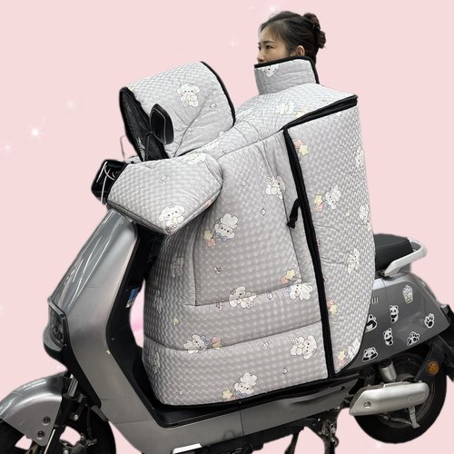 冬季加厚电动车亲子挡风被踏板加大可拆卸母子双人三人被防寒保暖