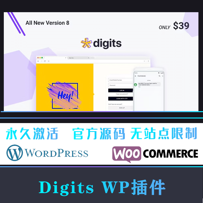 Digits 汉化中文版 Wordpress 登录注册验证码插件 WP插件