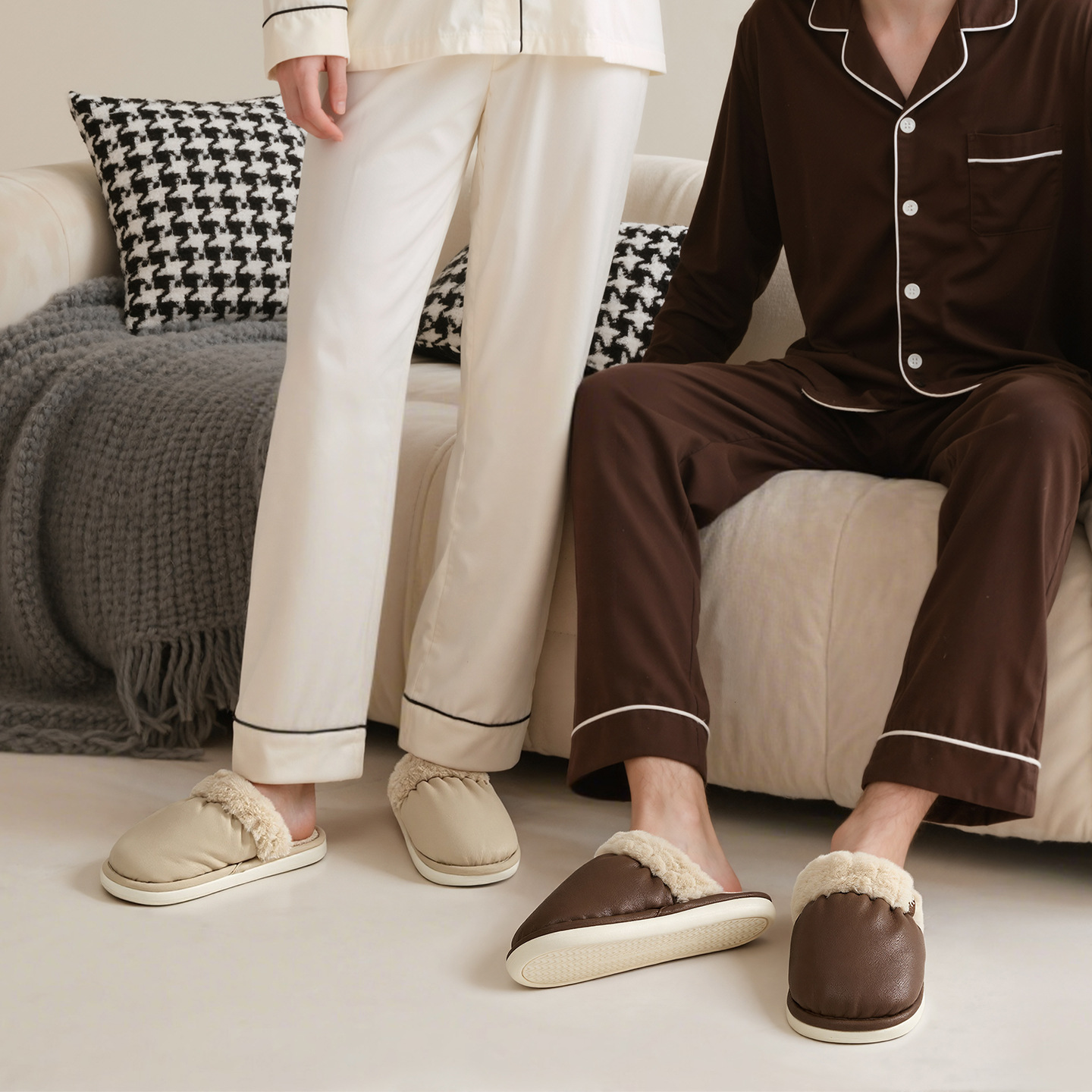 南波万棉拖鞋女秋冬季新款防水防污居家室内防滑保暖情侣棉拖鞋男