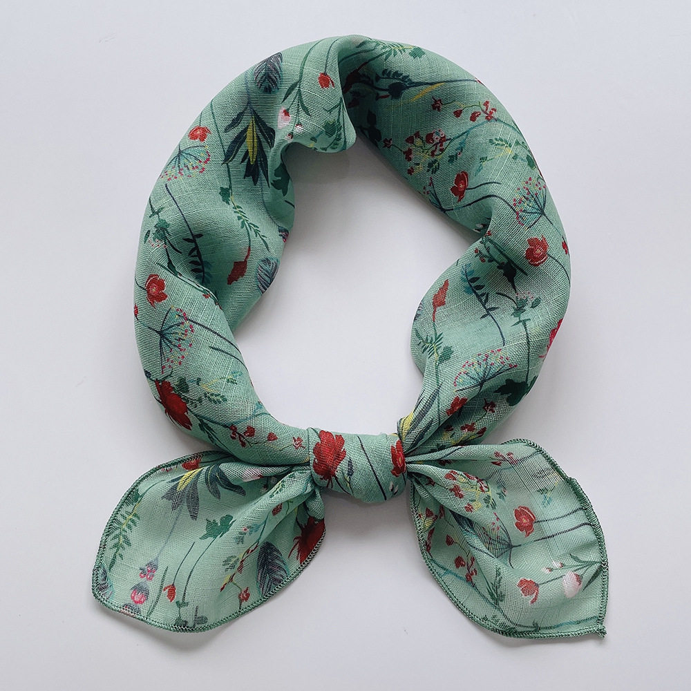 新款小方巾合集女印花58cm棉麻装饰小披肩领巾包头护颈围巾