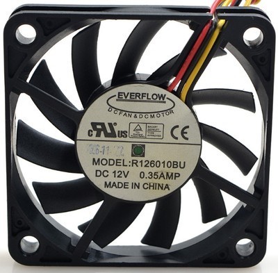 全新台湾EVERFLOW 6010 双滚珠0.35A大风量CPU风扇R126010BU
