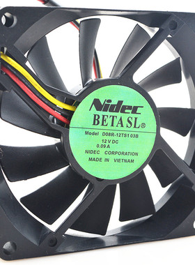 NIDEC D08R-12TS103B 8015 12V 0.09A 8CM 3线 超静音 散热风扇