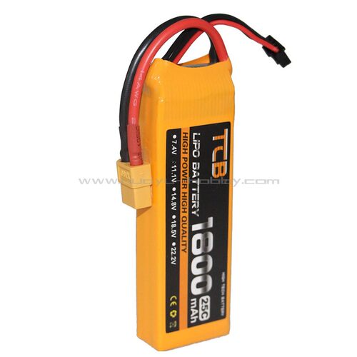 7.4V 2S 1800mAh 25C 锂电池 XT60插头 遥控模型飞机直升机动力