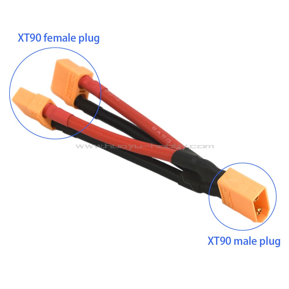XT90 插头并联线 8awg硅胶线1公2母头 电压不变增加容量 遥控模型图片