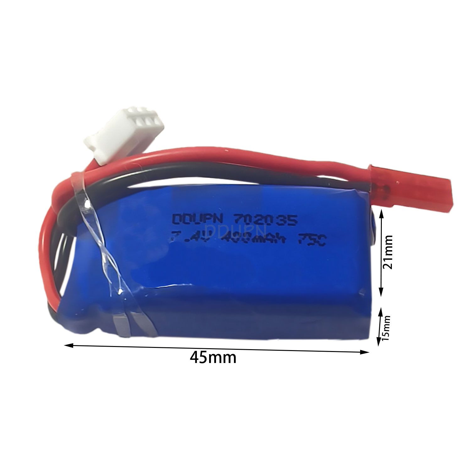 7.4V400mAh75C锂电池JST插头