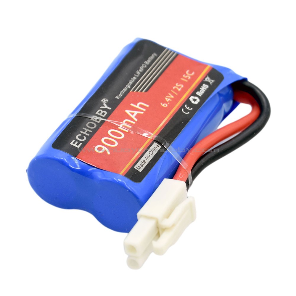 6.4V 2S 900mAh 锂铁电池 EL-2P公头正方 遥控车船电动 玩具配件