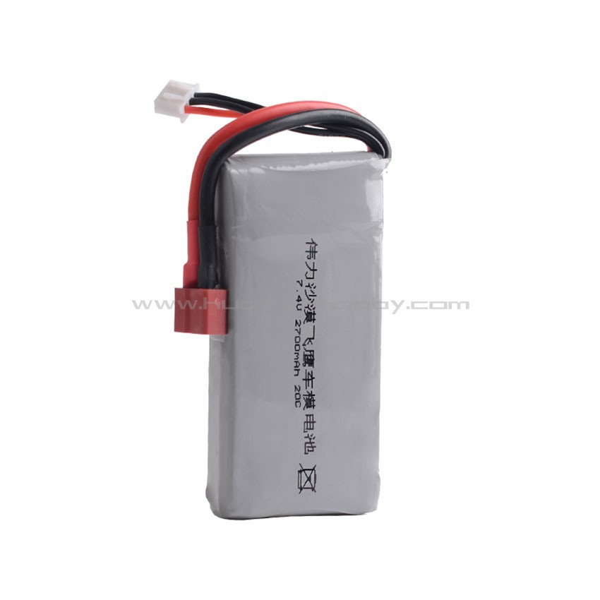 7.4V 2S 2700mAh 锂电池T头20C 遥控模型车越野大脚动力升级
