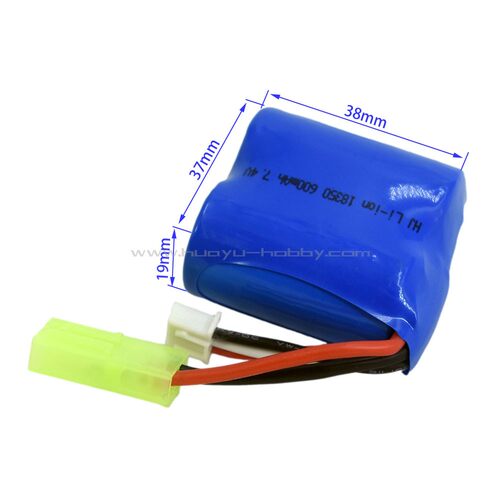 7.4V 2S 700mAh锂锂子电池 绿色EL2P母头 正方负圆 遥控模型车船