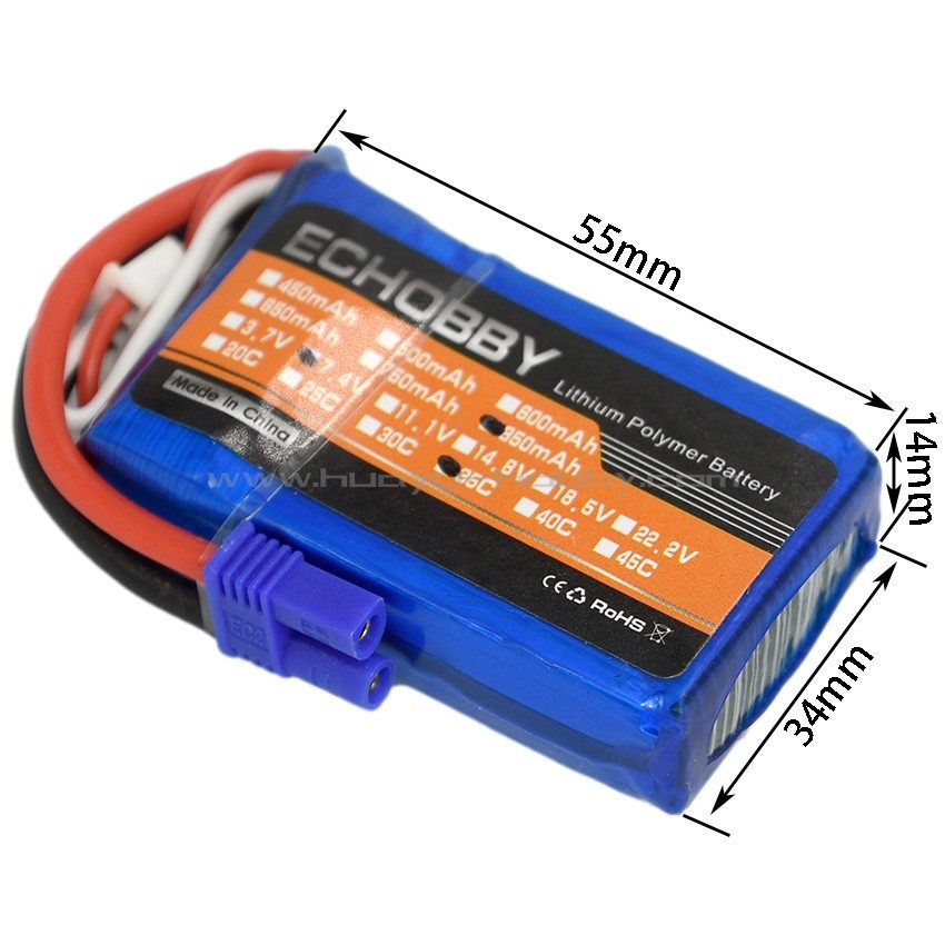 7.4V2S850mAh锂电池35CEC2头