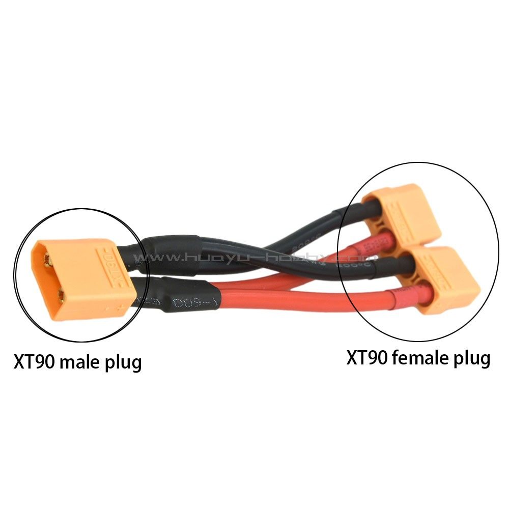 XT90 插头并联线 10awg硅胶线 1公头2母头 电压不变 /增加容量