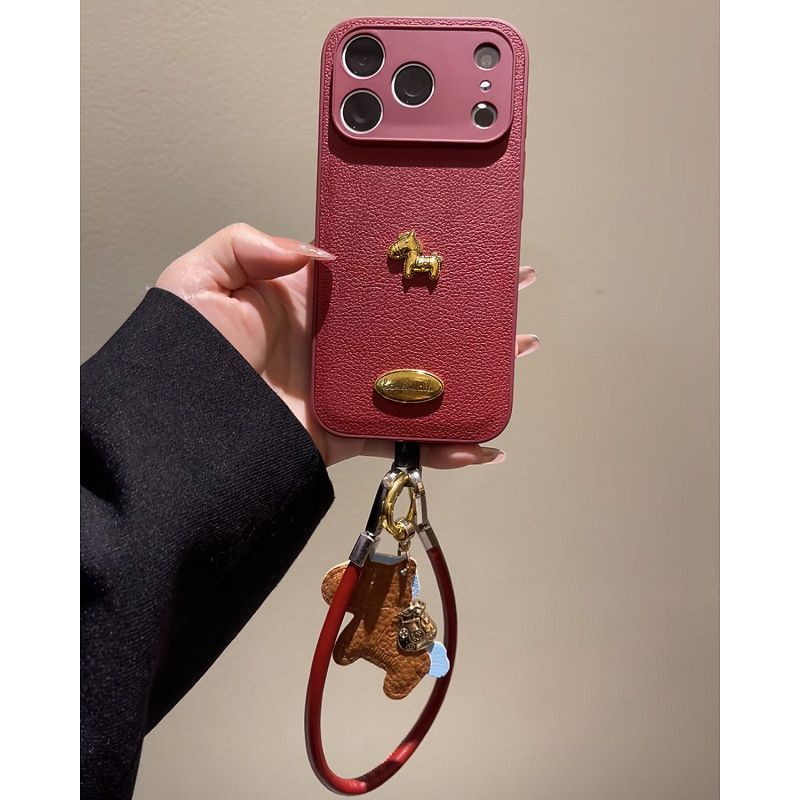 红皮纹立体金属马手机壳