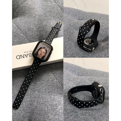 苹果手表iWatch11表带黑底波点硅胶小蛮腰适用Applewatch10代se女