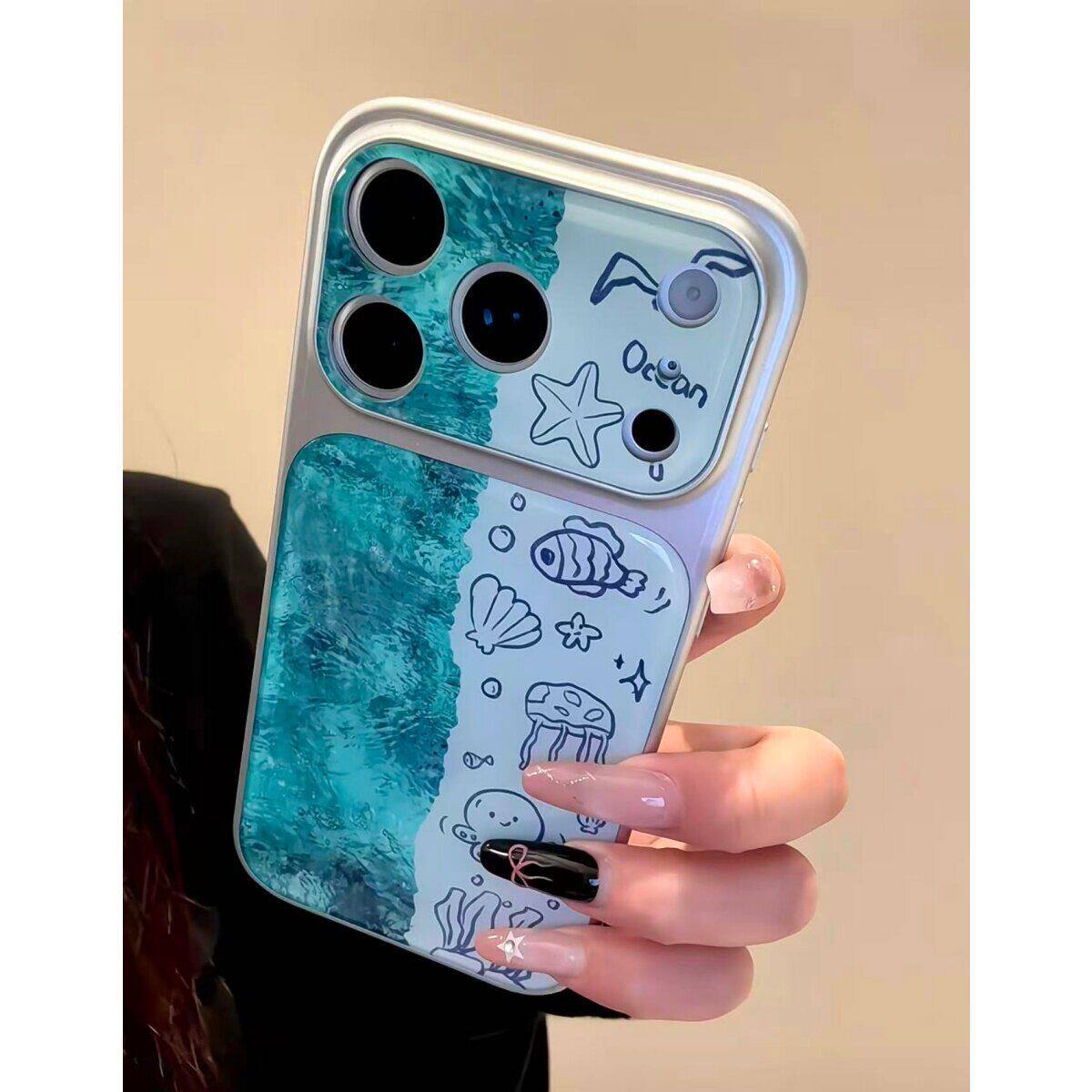 半糖壳野ins高级感水母海草小鱼适用iPhone17promax